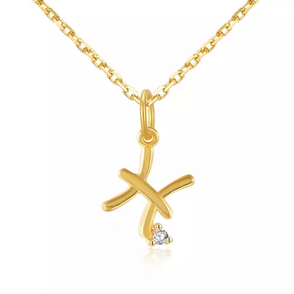 Minimalist Pisces Zodiac gold 925 sterling sm dainty Necklace astrology jewelry